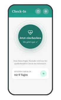 Lebenssignal App Check-In Screen